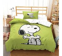 Oikabio Snoopy Down Quilt Cover Microfiber Bedding Set, 3D Printed Down Cartoon Quilt Cover And Pillow Case, with Zipper Closure, Soft Down Quilt Cover for Boys And Girls in Winter Single（135x200cm）