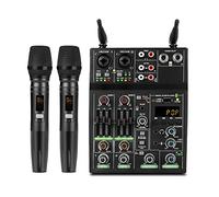 Oikabio USB Audio Mixer with Wireless Microphone Studio Sound Mixers 4 Channel with Bluetooth REC DJ Console Mixing A