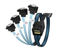 OIKWAN Internal HD Mini SAS to 7PIN SATA Right Angle Cable,1.6ft SFF-8643 Host to 4X SATA Target Cable Compatible with Raid Controller Hard Drive