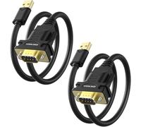 OIKWAN USB to RS232 Serial DB9 Male Cable, 2-Pack USB 2.0 to DB9 Serial Cable for Windows 11,10, 8, 7, Vista, XP, 2000, Linux and Mac OS(6ft)
