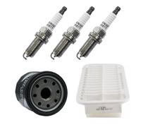 Oil Air Spark Plugs Sets, Full Service Kit for Citroen C1 Peugeot 107 108 Toyota Aygo 1.0L, Includes Oil Filter, Air Filter & Spark Plugs, ADT32260, ADT32109, KH16TT, MN7511-5 (Full Set)