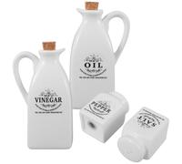 Oil and Vinegar Dispenser Set, Salt and Pepper Shaker Set Pottery Japanese Sauce Jar Shoyu Soy Sauce Bottles Farmhouse Ceramic Condiment Holders with Cork Stopper for Kitchen Cooking Container