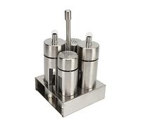Oil and Vinegar Dispenser Set, Stainless Steel Oil and Vinegar Salt Pepper Cruet Bottle Set Seasoning Storage Set with Base