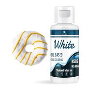 Oil Based Food Colouring for Chocolate - Vibrant Fat Soluble Food Colouring for Candy Melts, Baking, Cake Decorating - Upgraded Edible Food Colour Dye for Icing, Fondant, DIY Crafts - 60ml (white)