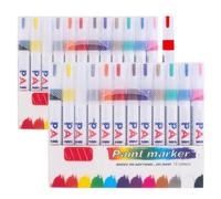 Oil-Based Tire Lettering & DIY Detail Pen Waterproof | Quick-Dry | Permanent,12 Vibrant Colors, Waterproof & Fade-resistant,Perfect for Tires, Metal, Glass & DIY Crafts - Bold Marks That Last，2 pcs