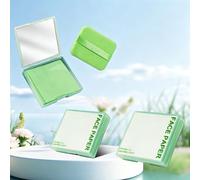 Oil Blotting Paper - 300 Sheets with Mirror, Puff & Refills, Green | Absorbs excess face oil, controls shine, saves makeup. On-the-go essential for a flawless matte finish all day.