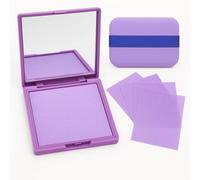 Oil Blotting Paper Compact with Mirror, Lavender, 100 Sheets and Strap | Textured Plastic Case, Internal Storage for Facial Oil Absorbing Papers, for Make-Up Touch-Ups At Work, Travel Or in Handbags