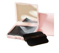 Oil Blotting Sheet, 200 Pcs Blotting Paper for Oily Skin with Mirror Case and Self-Adhesive Powder Puff, Added Charcoal for Absorbency-Removal of Facial Oil, Sebum & Grease, 7x6.2 cm, Pink