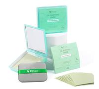 Oil Blotting Sheets for Face, DUcare 100 Counts Green Tea Blotting Paper for Oily Skin with Portable Mirror Case & Makeup Puff, Oil Absorbing Sheets for Face