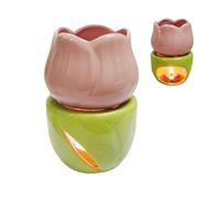 Oil Burner for Scented Oil, Chic Flower Shape Wax Melt Burner, Ceramic Oil Burner Candle Wax Melter, Unique Fragrance Warmer with Candle Spoon for Living Room Bedroom