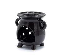 Oil Burner Simple Cauldron Oil Burner Moon and Stars Black
