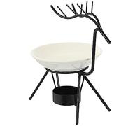 Oil Burner Wax Melts Burner Beautiful Creative Deer Shape Essential Oils Iron Rack Ceramic Fragrance Candle Holder, and White Tray