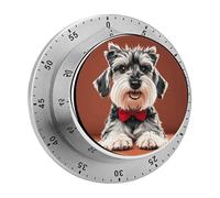 Oil Cute Schnauzer Dogs Kitchen Timer - Mechanical Visual Timer, Stainless Steel Digital Timers with Magnetic Base Egg Timers for Hard Boiled Eggs 60-Minute Countdown Kitchen Clock for Cooking