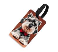 Oil Cute Schnauzer Dogs Luggage Tag for Suitcases TSA Approved with Name Id Card Suitcase Tags Identifiers Black Strap Clear Window Personalized Baggage Tag for Cruise Airport Travel Essentials