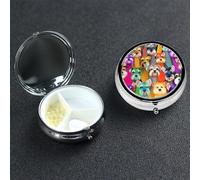 Oil Cute Schnauzer Dogs Pill Box with Mirror 3 Compartment Decorative Pill Case for Purse or Pocket Small Round Pill Organizer Weekly Metal Medicine Tablet Vitamin Holder Travel Gift