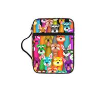 Oil Cute Schnauzer Dogs Print Bible Cover Case, Carrying Book Case with Durable Handle Bible Protective Church Bag for Men Women