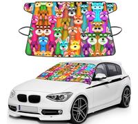 Oil Cute Schnauzer Dogs Print Car Windshield Sun Shade, Oxford Winter Windshield Cover For Snow Ice Uv Secure For All-Season