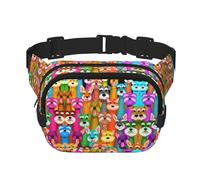 Oil Cute Schnauzer Dogs Print Men and Women Square Double Layer Waist Bag Workout Crossbody Travel Waist Bag, Black, One Size