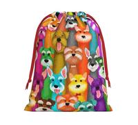Oil Cute Schnauzer Dogs Print Plush Gift Bags Reusable Drawstring Gift Wrap Bags,For Holiday Candy Party Supplies