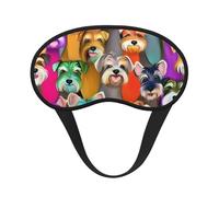 Oil Cute Schnauzer Dogs Print Sleep Mask for Side Sleepers Cute Blackout Eye Mask Shades Cover for Home or Travel