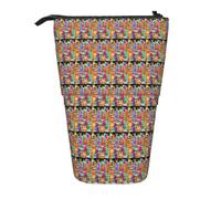 Oil Cute Schnauzer Dogs Print Telescopic Pencil Case Portable Bag Makeup Pouch Stationery Organizer Office Travel