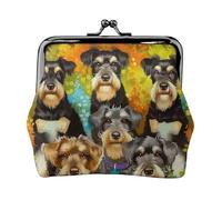 Oil Cute Schnauzer Dogs Printed Coin Purse Pouch-Mini Coin Wallet,Change Purse,Leather Coin Pouch Holder For Woman Girls, Black, One Size, Modern,european Style, Retro