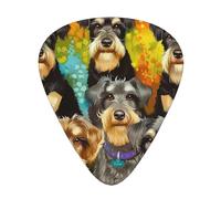 Oil Cute Schnauzer Dogs Printed Custom 12 Pieces Guitar Pick In A Box,The Pick Makes Sound Clear, Ukulele, Electric Bass (0.46 0.71 0.96mm)