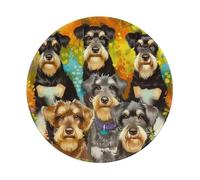 Oil Cute Schnauzer Dogs Printed Gaming Mouse Pad 1 PCS, Round Non-Slip Rubber Base Laptop Mousepad Desk Mat for Gamer, Office, Home
