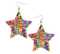 Oil Cute Schnauzer Dogs Printed Leather Pierced Earring Set, 1 Pair Lightweight Bohemian Earrings Birthday Party Jewelry Gifts For Women