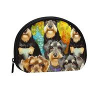 Oil Cute Schnauzer Dogs Printed Mini Coin Pouch, Shell Shape Zip Around Wallet, Small Zipper Pouch for Cash, Cards, Keys, Lipstick, Storage Pouch, Travel Organizer