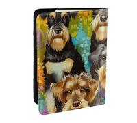 Oil Cute Schnauzer Dogs Printed Passport Holder - 6.5 x 4.5 Inch RFID Blocking Travel Wallet,Stylish Passport Cover,Lightweight Document Organizer for Cards