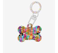 Oil Cute Schnauzer Dogs Printing Cute Acrylic Dogs Tag Double Side Bone Shap Id Tags with Keychain for Pet Crafts Decorations