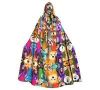 Oil Cute Schnauzer Dogs Printing Masquerade,Adult Economic Hooded Cloak 57.8 Inches Long, Perfect For Halloween Parties,Dances