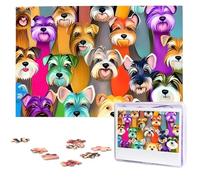 Oil Cute Schnauzer Dogs Wooden Puzzles 1000 Pieces Personalized Jigsaw Puzzle For Adults Interesting Custom Photo Puzzles Gift For Holiday Birthday Wedding Anniversay