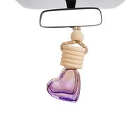 Oil Diffuser Car - 5ml Heart Shaped Glass Perfume Bottle with Wooden Cap | Empty Aromatherapy Fragrance Bottle for Car and Home, Refillable Hanging Ornament for Oils, Fresheners, Decoration