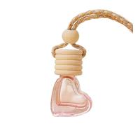 Oil Diffuser Car - 6ml Heart-Shaped Glass Perfume Bottle with Wooden Cap | Empty Aromatherapy Fragrance Bottle for Car & Home, Refillable Hanging Ornament for Oils, Fresheners, Decoration