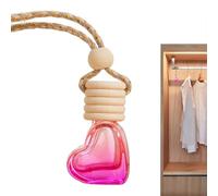 Oil Diffuser Car - 6ml Heart-Shaped Glass Perfume Bottle with Wooden Cap | Empty Aromatherapy Fragrance Bottle for Car & Home, Refillable Hanging Ornament for Oils, Fresheners, Decoration