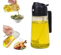 Oil Dispenser Bottle for Kitchen, 2 In 1 Oil Spray Bottle for Cooking Air Fryer, 500ML 600ML Glass Olive Oil Bottle for Salad, Frying, BBQ, Baking(Black)