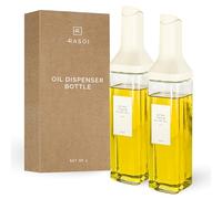 Oil Dispenser Bottle - Set of 2 16.9oz/500ml Oil and Vinegar Dispenser - Drip-Free Spout Glass Oil Dispenser - Kitchen Oil Dispenser with Automatic Pouring Lid - Olive Oil Dispenser Bottle for Cooking