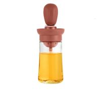 Oil Dispenser Bottle with Silicone Basting Brush, Heat Resistant Oil Dispenser, Glass Oil Bottle with Silicone Brush, for Kitchen, Baking, Grilling, BBQ, Brown, 180ml
