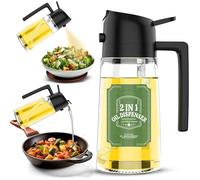 Oil Dispenser for Kitchen - Oil Sprayer for Cooking and Olive Oil Dispenser Spray Bottle, 2 in 1 Oil Dispenser and Oil Sprayer, Pourer & Oil Mister for Air Fryer, Barbecue, Salad 16oz/470ml (Black)