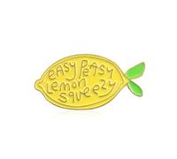Oil Drip Lemon Brooch Easy Peasy, Lemon Squeezy Yellow Lemon Denim Jacket Badge, Yellow