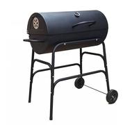 Oil Drum Charcoal BBQ Grill Patio Camping Barbecue Rounded Barbecue on wheels Black Heavy Duty Portable Charcoal Smoker Grills with Wheels Stand BBQ for Outdoor & camping Barbeque