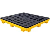 Oil Drum Spill Containment Pallet with Drain, Stackable Grating Tray for Industrial Use, Forklift Compatible, Heavy Load Capacity