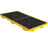 Oil Drum Spill Containment Pallet with Drain, Stackable Grating Tray for Industrial Use, Forklift Compatible, Heavy Load Capacity