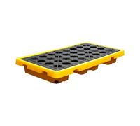 Oil Drum Spill Containment Platform, Stackable Industrial Paint Pan with Drain Pockets and Forklift Access, Removable Shipping Tray, 49 x 35 x 9.5 cm