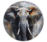 Oil Elephant Portrait Adult Jigsaw Puzzles 1000 Pieces 1000Pc Adults Round Jigsaw Puzzle Relax & Challenge, Colorful Home Decor Art, for Friends (Size 67.5x67.5cm)