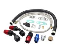Oil Feed Line with 10AN Oil Drain Return Fitting Kit Compatible with Turbo T3 T4 T6 GT45 T04E T66(Black)