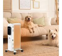 HOMCOM 1630W Oil Filled Radiator 7 Fin Portable Heater w/Timer Remote Control Wh