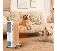 Oil Filled Radiator 9 Fin Portable Heater w/ Wheels and 3 Heat Settings, White [EEK: A+++Unit2023]
